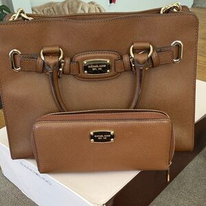 Michael Kors Cognac Leather Satchel with Matching Wallet